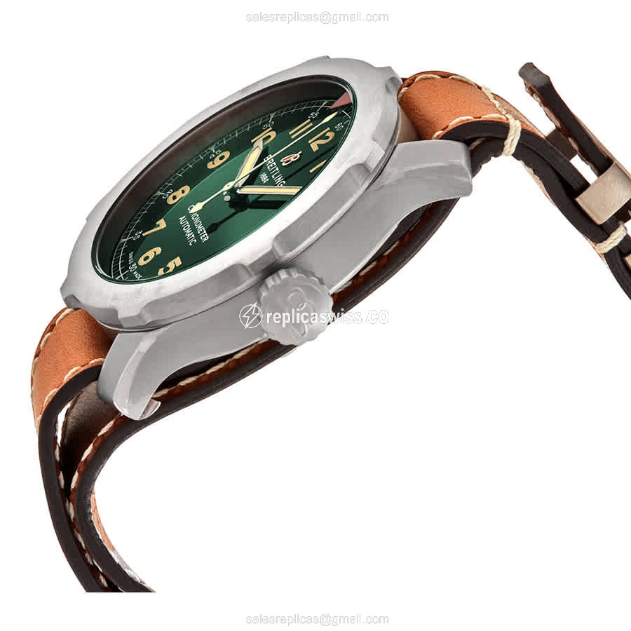 Breitling Aviator 8 Replica - Automatic - Green Dial - Brown Cowhide - Buckle Clasp - View 2