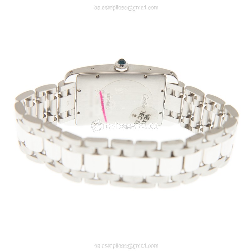 Cartier TANK Replica - Automatic - 18kt White Gold - White Dial - Silver Clasp - View 4
