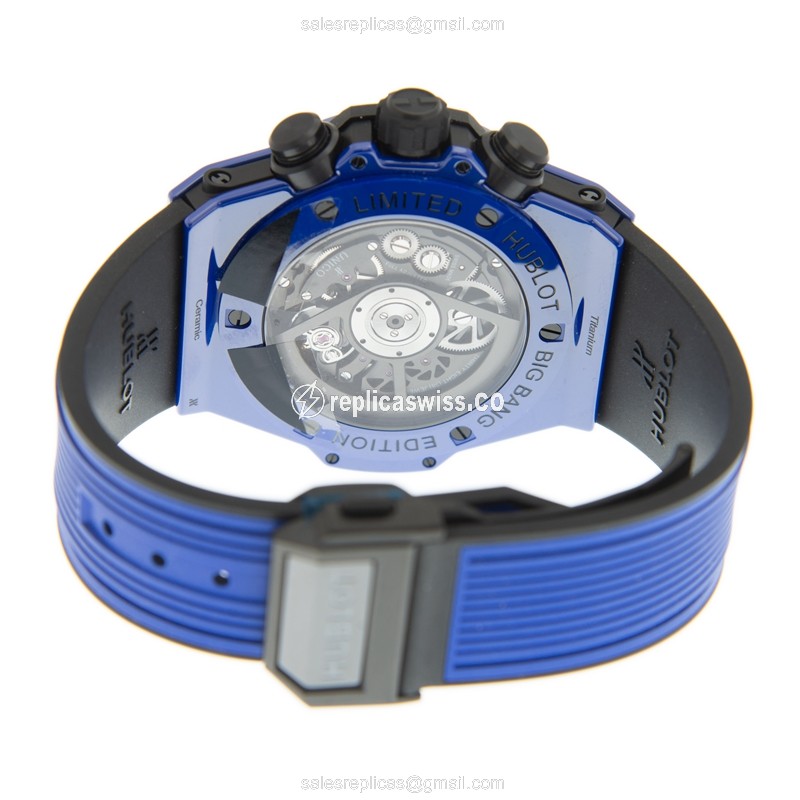 Hublot Big Bang Replica - Automatic - Ceramic Case - Gray Dial - Blue Rubber Strap - View 4