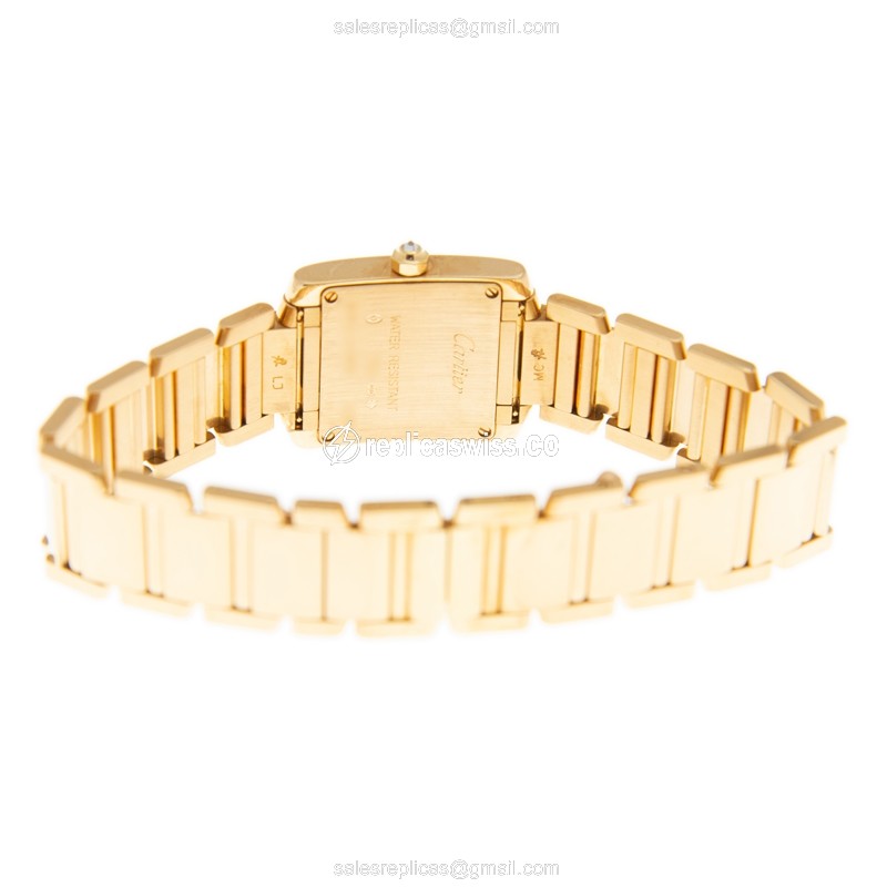 Cartier TANK Replica - Quartz - 18kt Gold Case - Diamond - White Dial - View 4