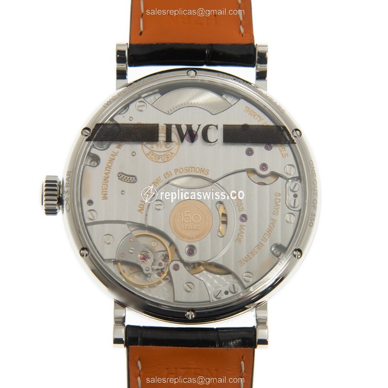 IWC Portofino Replica - Manual Wind - Steel Case - Blue Dial - Black Alligator Strap - View 3