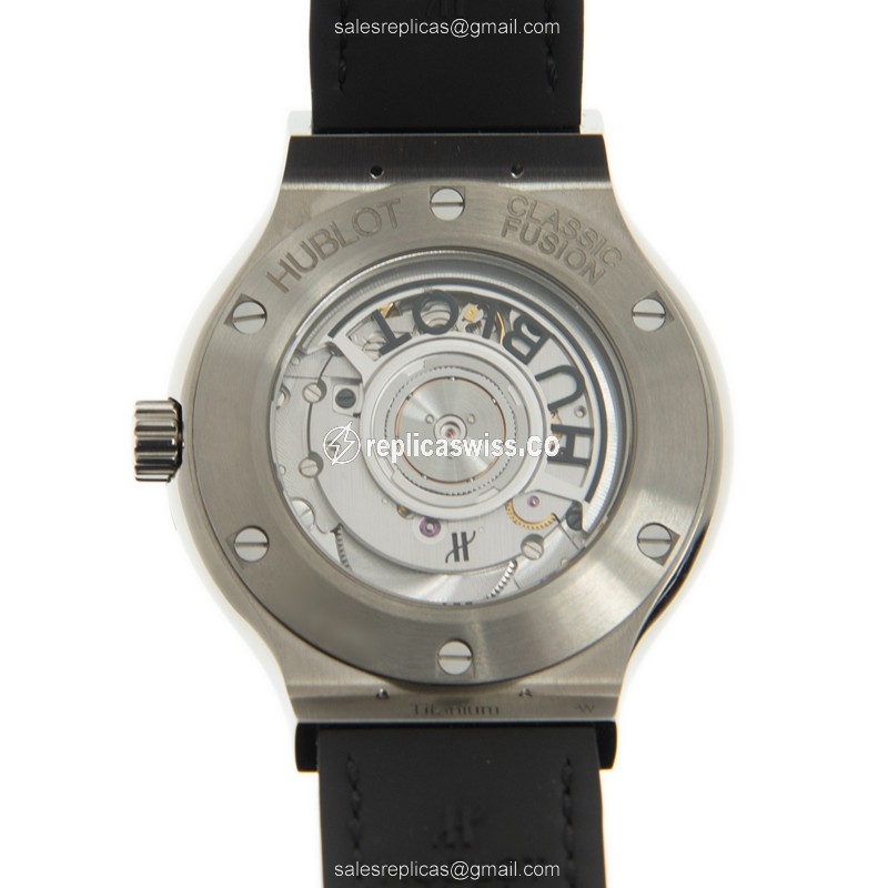 Hublot Classic Fusion Replica - Automatic - Blue Dial - Steel Case - Black Alligator Strap - View 3