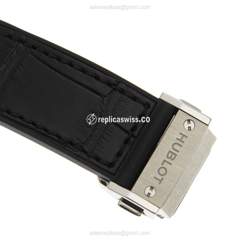 Hublot Classic Fusion Replica - Automatic - Blue Dial - Steel Case - Black Alligator Strap - View 4