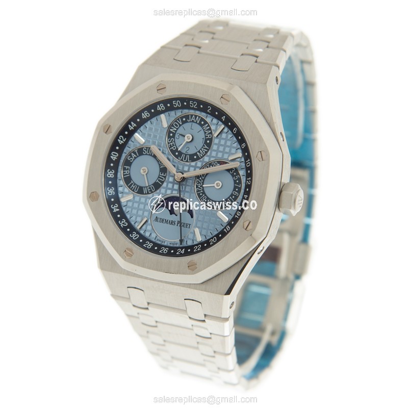 Audemars Piguet Royal Oak Replica - Automatic - 950 Platinum Case - Blue Dial - Silver Strap - View 3