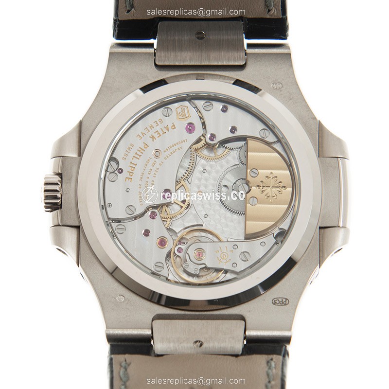 Patek Philippe 5712G-001 Replica - Automatic - 18kt Gold - Dark Grey Dial, Black Alligator Strap - View 3