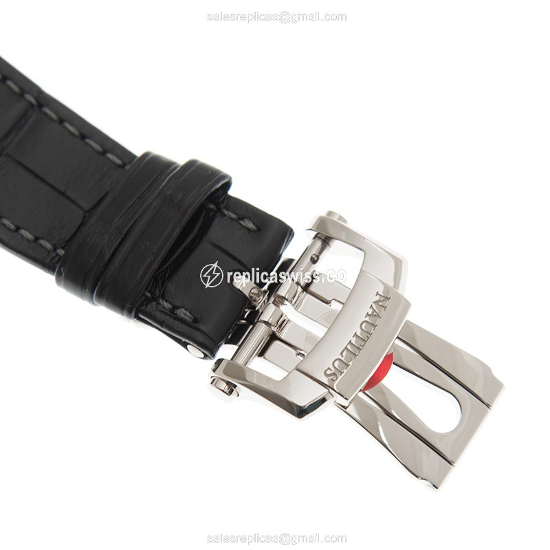 Patek Philippe 5712G-001 Replica - Automatic - 18kt Gold - Dark Grey Dial, Black Alligator Strap - View 4