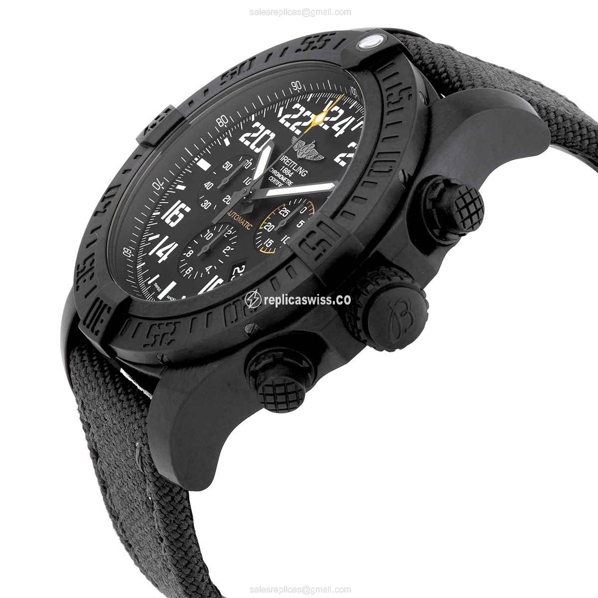 Breitling Avenger Replica - Automatic - Black Dial - Canvas Strap - Buckle Clasp - View 2