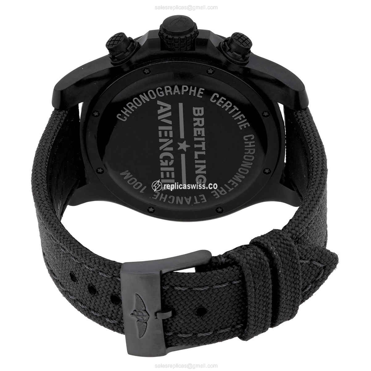 Breitling Avenger Replica - Automatic - Black Dial - Canvas Strap - Buckle Clasp - View 3