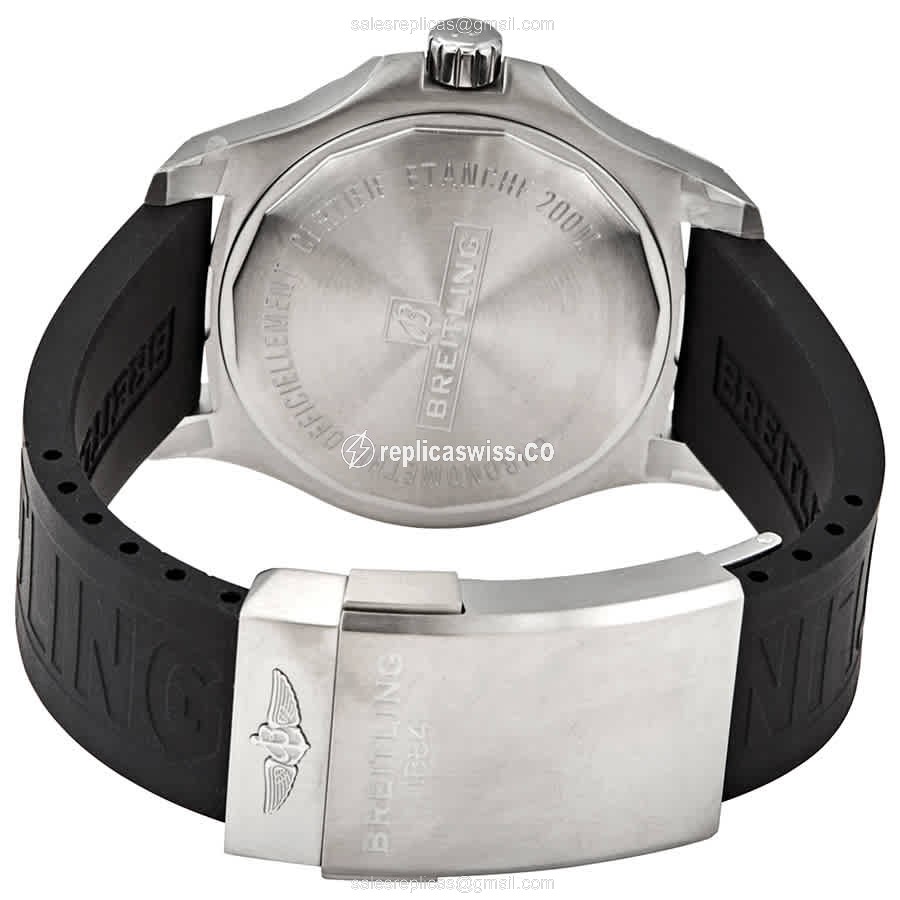 Breitling Challenger Series Replica - Automatic - Silver Dial - Black Rubber Strap - View 3