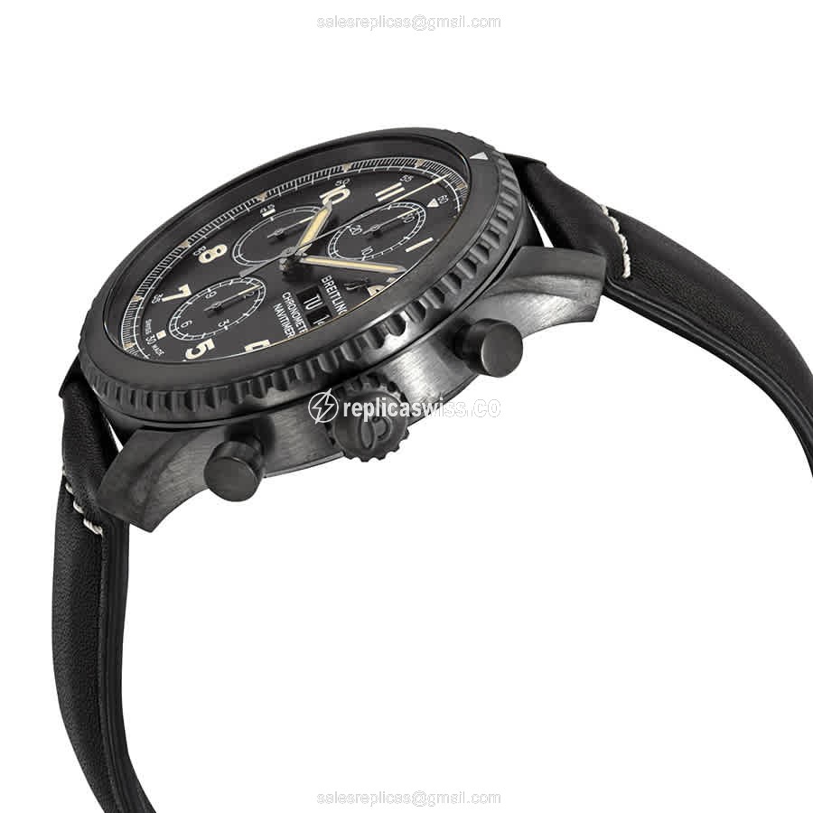 Breitling AVIATOR 8 Replica - Automatic - Black Dial - Leather Strap - Buckle Clasp - View 2
