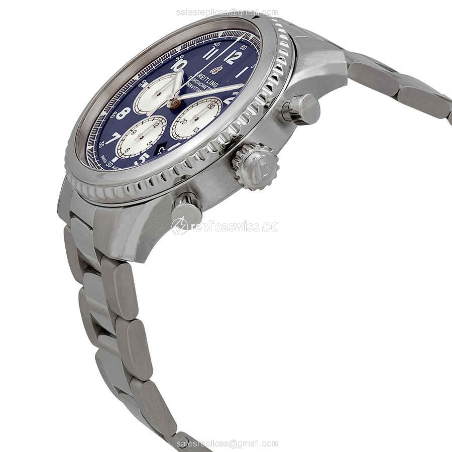 Breitling AVIATOR 8 Automatic - Steel Case - Blue Dial - Silver Steel Band - View 2