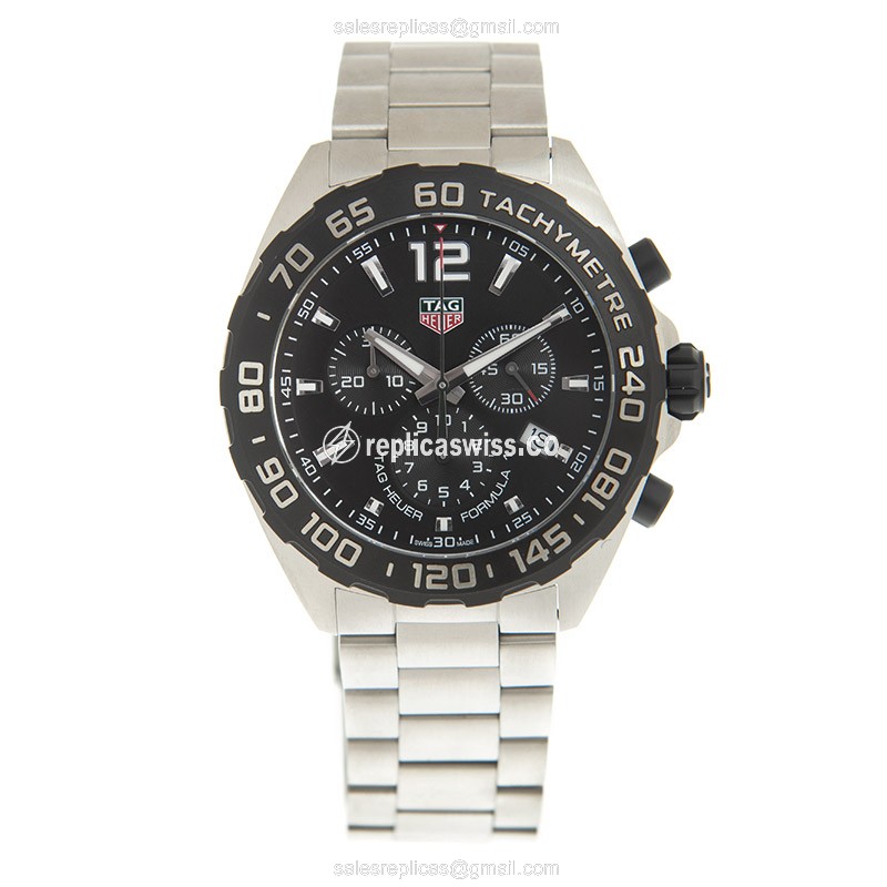 Tag Heuer Formula 1 Replica - Quartz - Steel Case - Black - Silver Steel Band - View 2