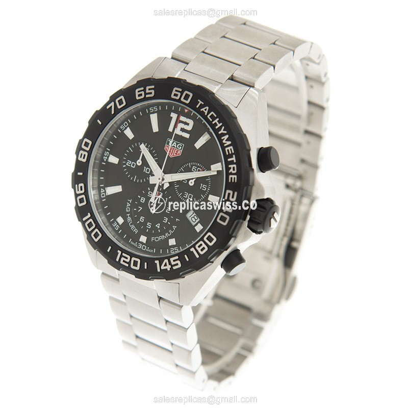 Tag Heuer Formula 1 Replica - Quartz - Steel Case - Black - Silver Steel Band - View 3