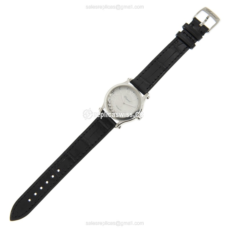 Chopard Happy Sport Replica - Automatic - Silver - Steel Case - Black Alligator Strap - View 2