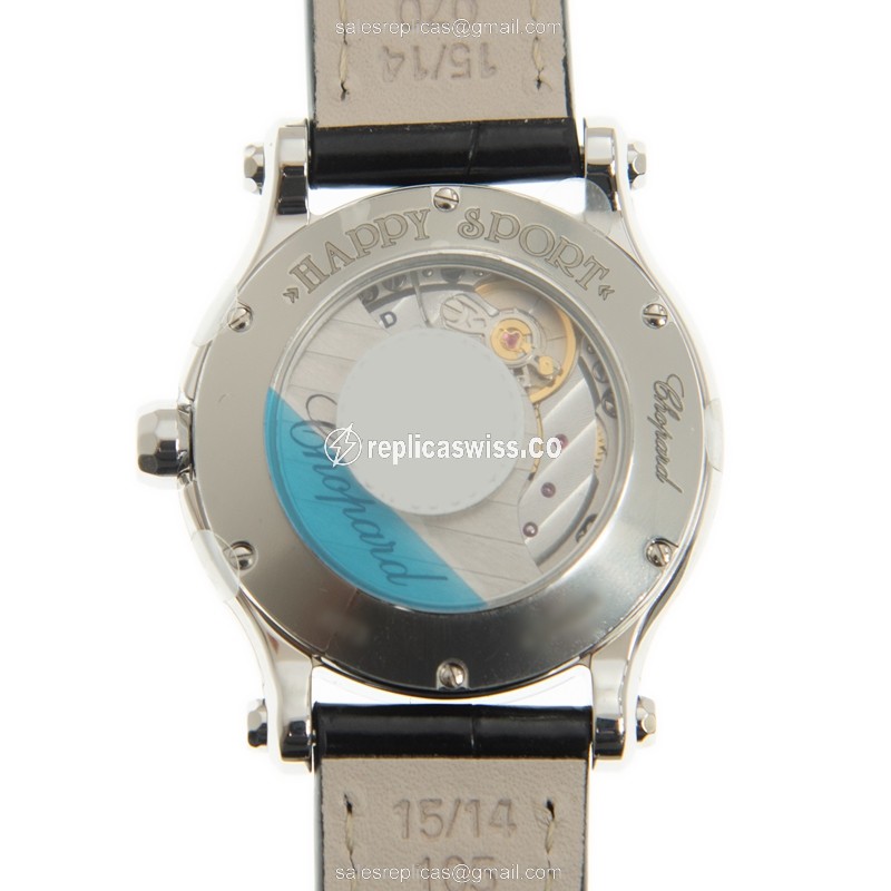 Chopard Happy Sport Replica - Automatic - Silver - Steel Case - Black Alligator Strap - View 3
