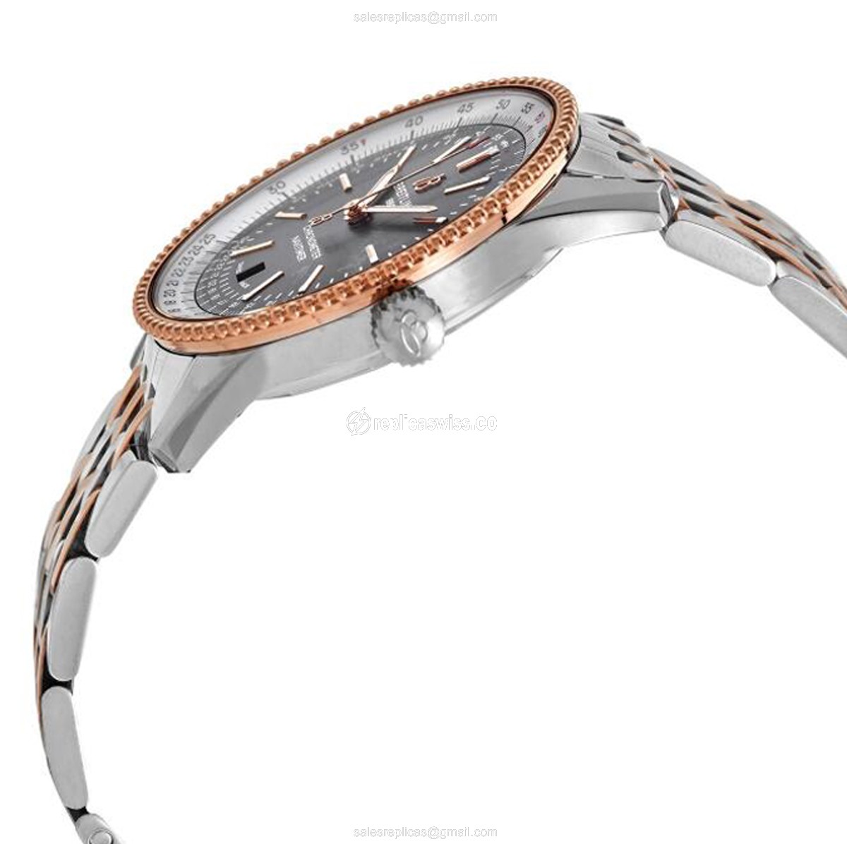 Breitling U17326211M1U1 NAVITIMER - Automatic - Steel Case - Gray Dial - Gold Strap - View 2