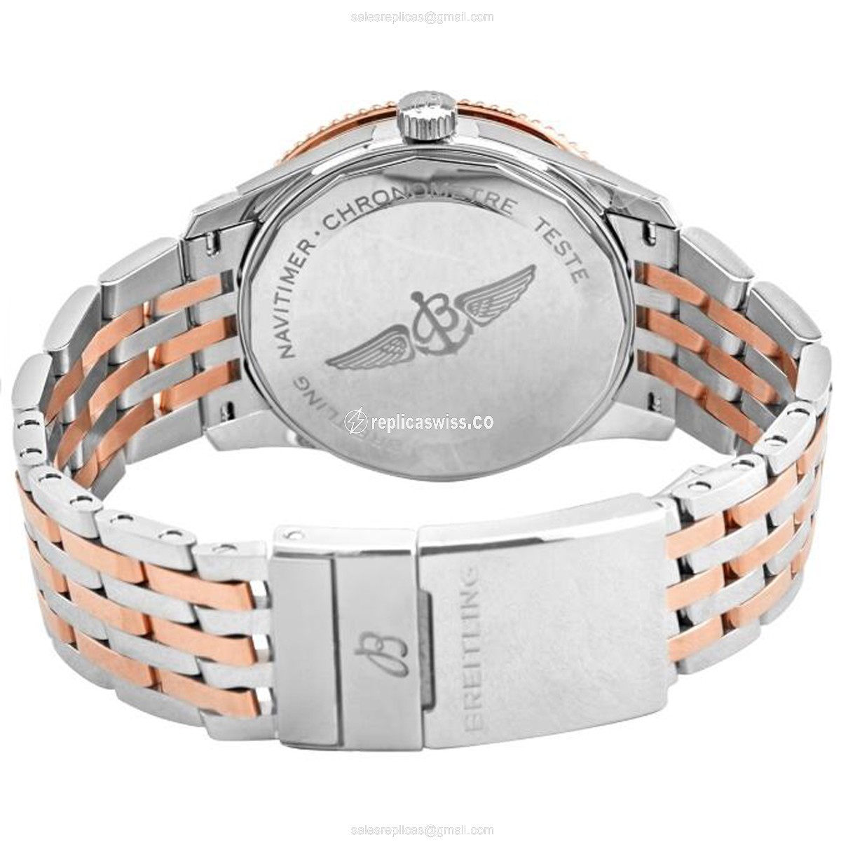 Breitling Navitimer Replica - Automatic - Silver - Steel Case - Gold strap - Clasp - View 3