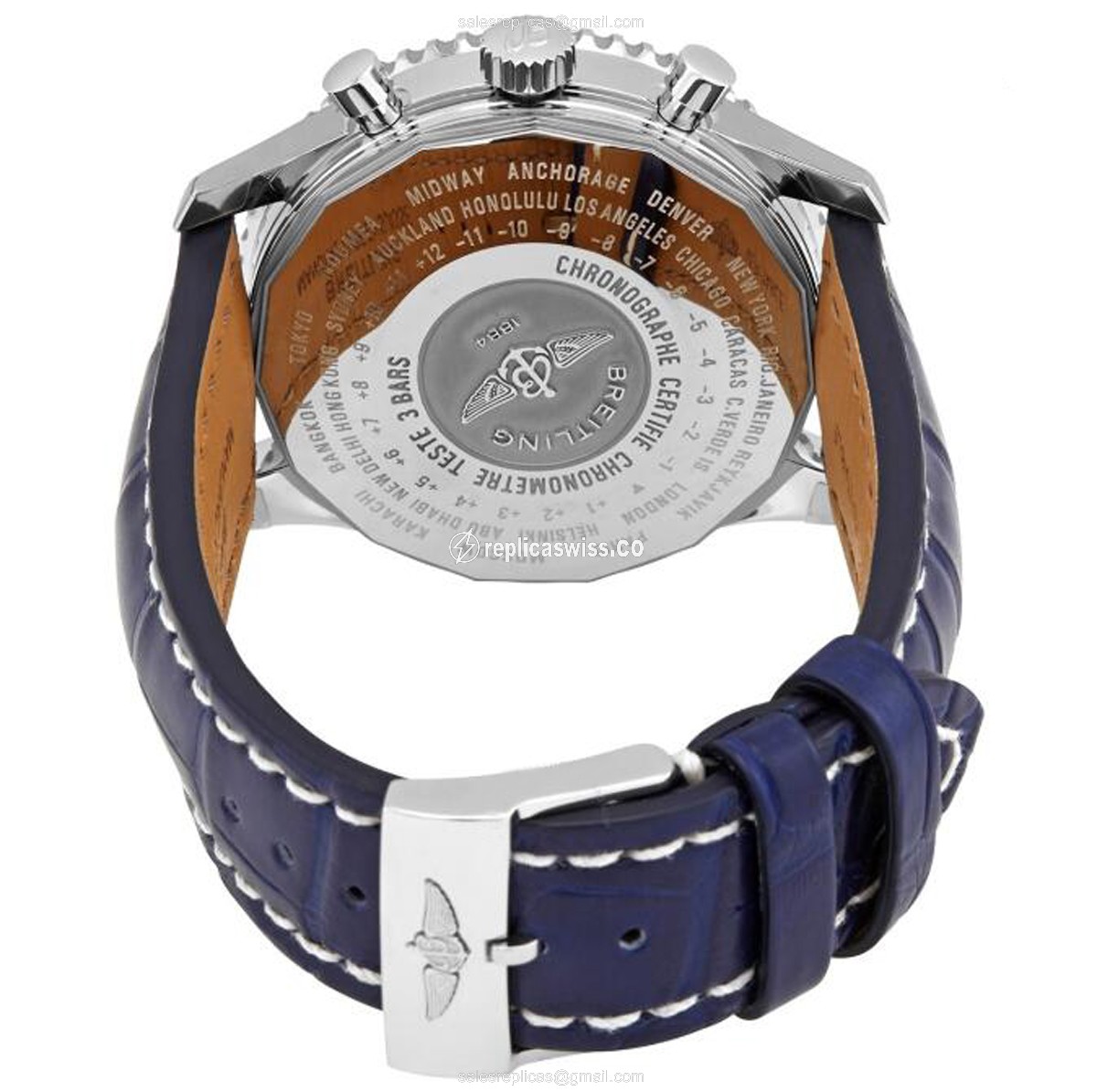 Breitling A24322121C2P1 Replica - Automatic - Blue Dial - Steel Case - Blue Alligator Strap - View 3