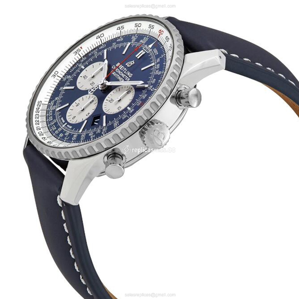 Breitling Navitimer 1 Replica - Automatic - Steel Case - Blue Dial - Alligator Blue Strap - View 2