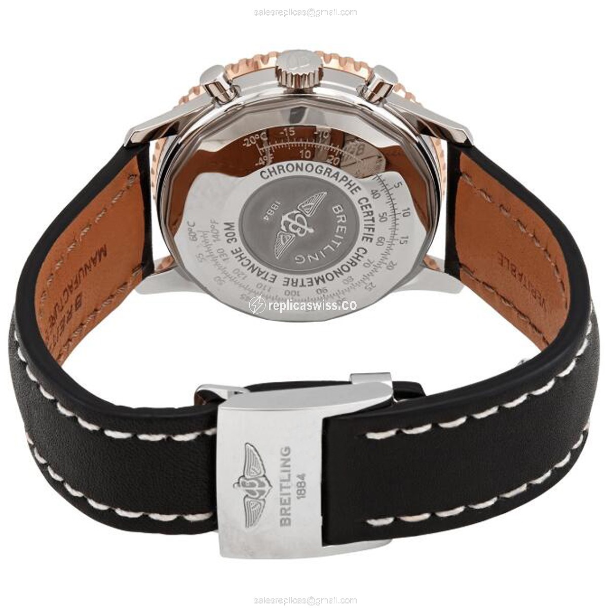 Breitling Replica NAVITIMER - Automatic - Black Steel Case - Black Cowhide Strap - Buckle Clasp - View 3
