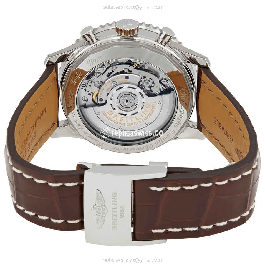 Breitling AB0121211C1P4 Replica - Automatic - Steel Case - Blue Dial - Brown Alligator Strap - View 3