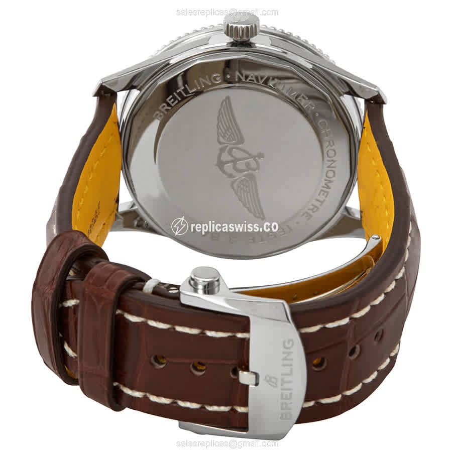 Breitling A17326211C1P2 Replica - Automatic NAVITIMER - Steel Case - Blue Dial - Brown Alligator Strap - View 3