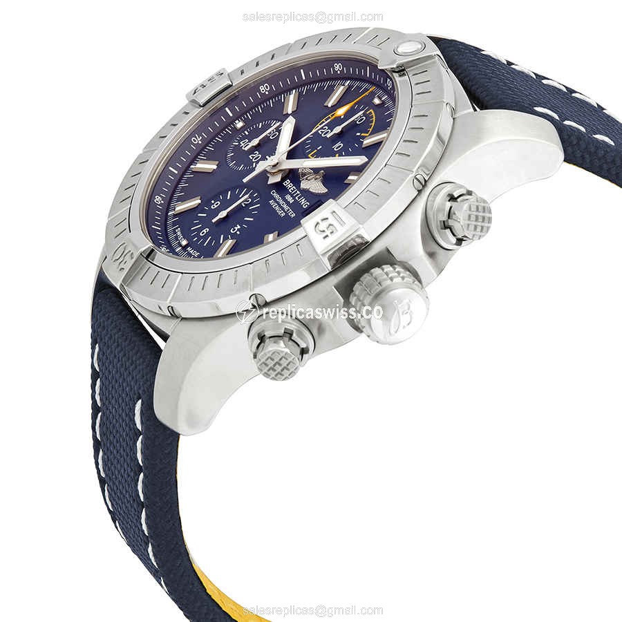 Breitling Avenger II Replica - Automatic - Steel Case - Blue Dial - Canvas Strap - View 2