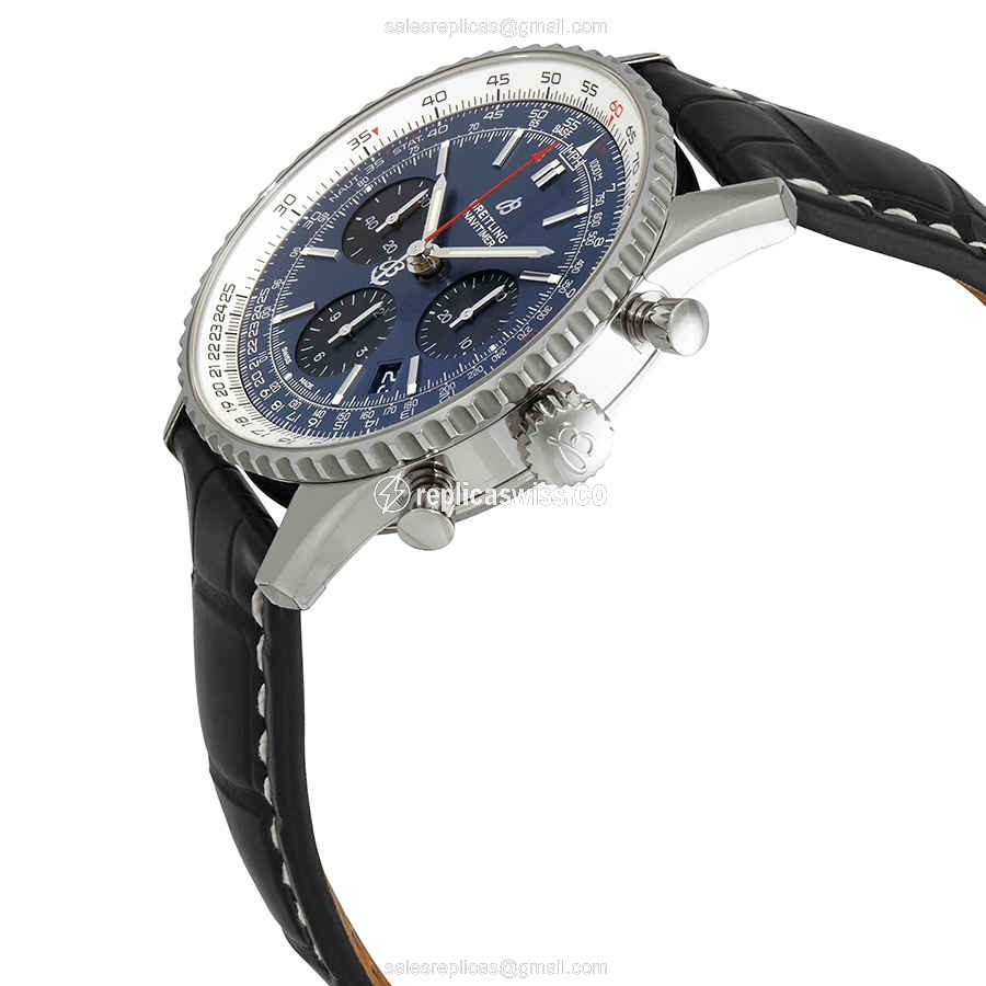 Breitling NAVITIMER 1 - Auto - Blue Dial - Stainless Steel - Black Alligator - View 2