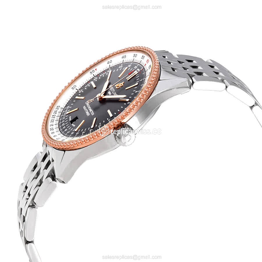 Breitling U17326211M1A1 NAVITIMER 1 Replica - Automatic - Steel Case - Gray Dial - Silver Band - View 2