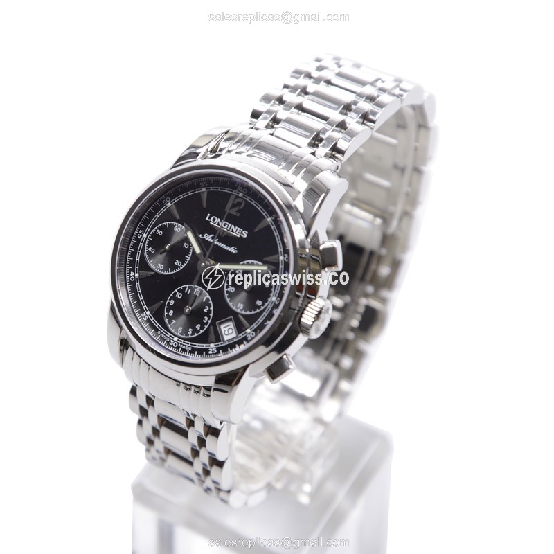 Longines SAINT IMIER Automatic - Black Dial, Steel Case, Silver Clasp - View 3