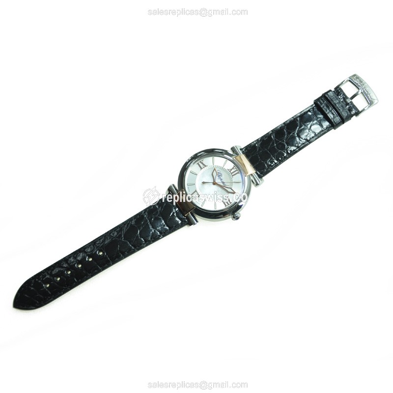 Chopard Imperiale 388531-6001 Replica - Automatic - 18kt Rose Gold & Steel Case - Silver Dial - Black Alligator Strap - View 2