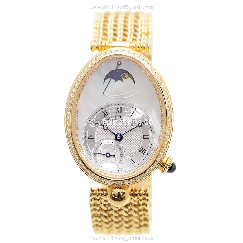 Breguet Reine De Naples Replica - Automatic - 18kt Gold - Diamond - White Dial - View 2