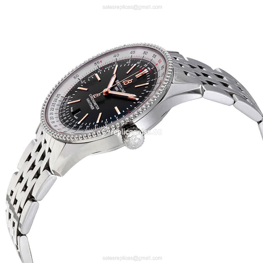 Breitling NAVITIMER 1 Automatic - Black Dial - Silver Steel Case & Band - View 2