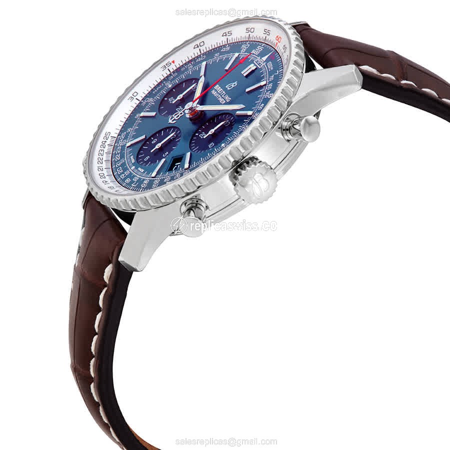 Breitling NAVITIMER 1 Replica - Automatic - Blue Dial - Brown Alligator Strap - View 2