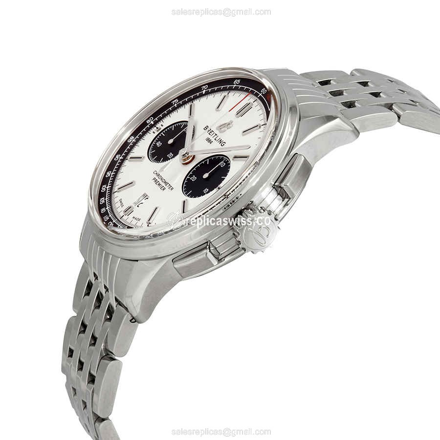 Breitling Premier Replica | Automatic | Silver Dial on Gold Steel Band - View 2