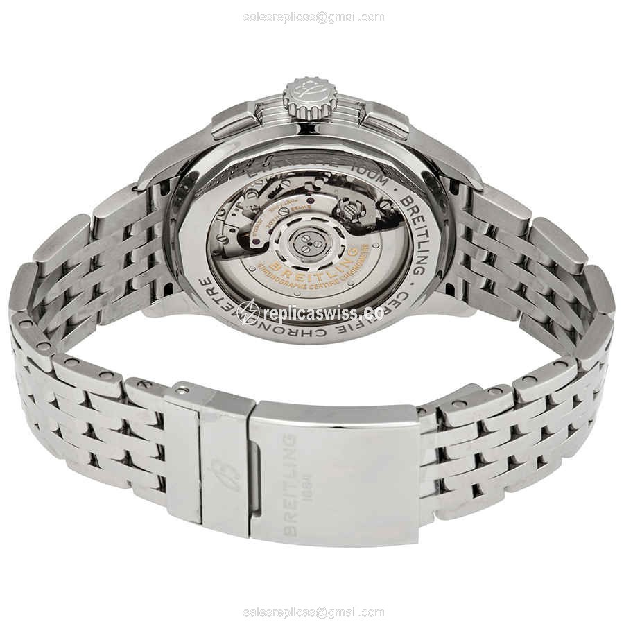 Breitling Premier Replica | Automatic | Silver Dial on Gold Steel Band - View 3