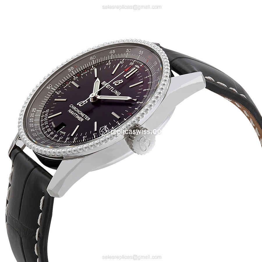 Breitling A17325241B1P1 NAVITIMER 1 - Automatic - Black Dial - Steel Case - Black Alligator Strap - View 2
