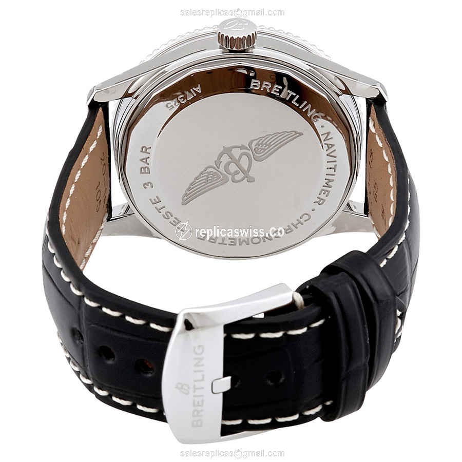 Breitling A17325241B1P1 NAVITIMER 1 - Automatic - Black Dial - Steel Case - Black Alligator Strap - View 3