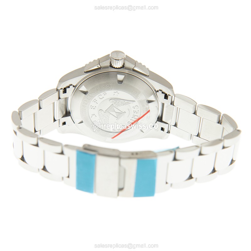 Longines Conquest Replica - Automatic - Stainless Steel - Black Dial - Silver Strap - View 4