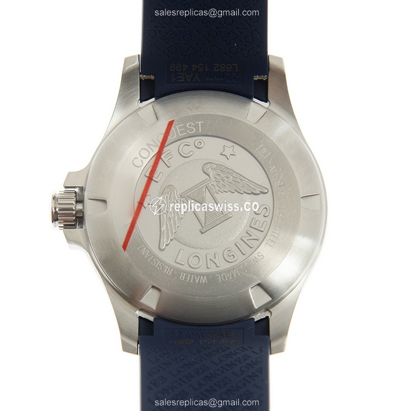 Longines CONQUEST Replica - Quartz - Steel Case - Blue Dial, Rubber Strap - View 3