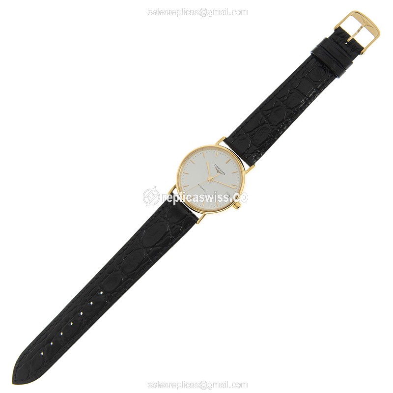 Longines Presence Replica - Automatic - Gold Plated - Stainless Steel Case - White Dial - View 2