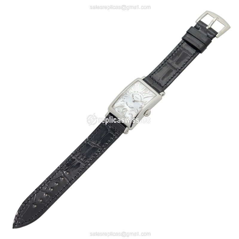 Franck Muller LONG ISLAND Quartz Steel - White Dial - Black Alligator Strap Buckle - View 2