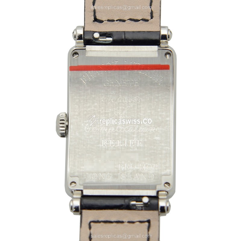 Franck Muller LONG ISLAND Quartz Steel - White Dial - Black Alligator Strap Buckle - View 3