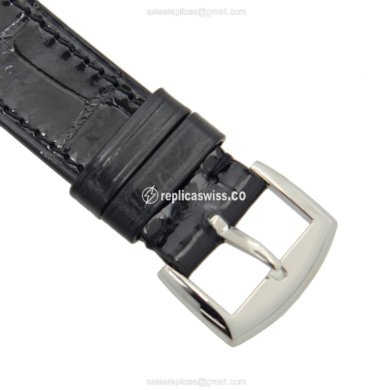 Franck Muller LONG ISLAND Quartz Steel - White Dial - Black Alligator Strap Buckle - View 4