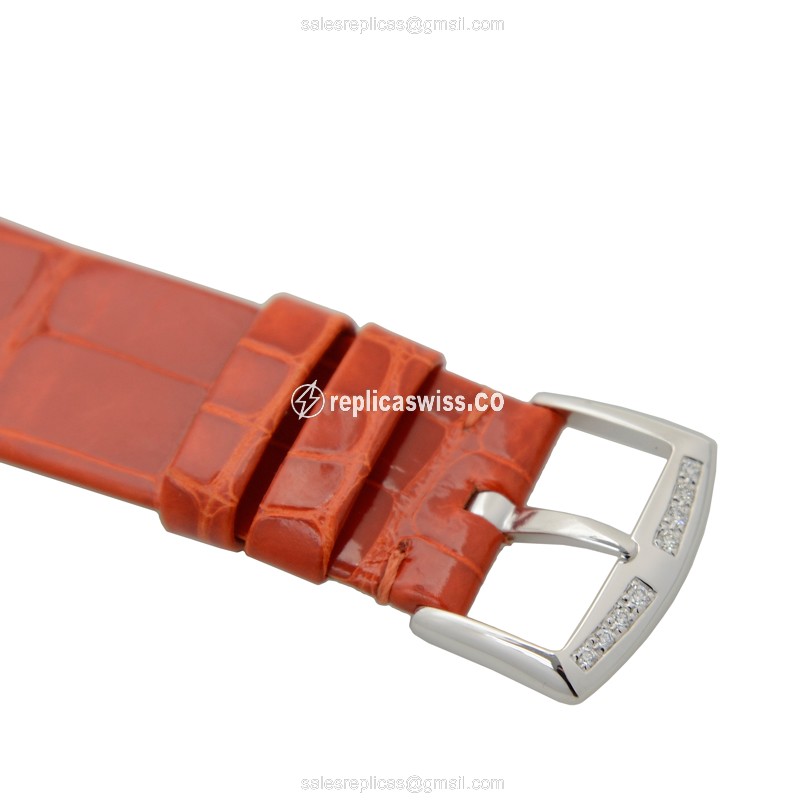 Franck Muller 8035 QZ COL DRM R D AC Quartz - White Dial - Diamond Case - Orange Alligator Buckle - View 4