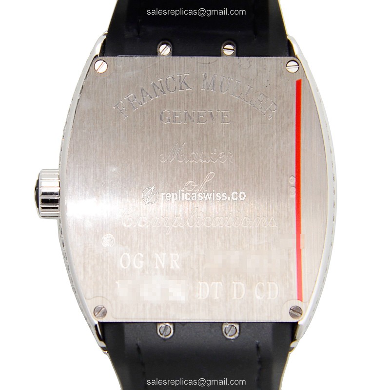 Franck Muller V 45 SC DT D CD - Automatic - 18kt White Gold - Diamond - Silver Dial - Black Alligator Strap - View 3