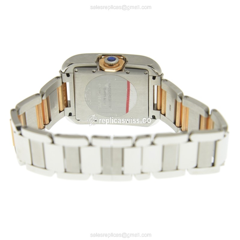 Cartier WT100025 TANK Replica - Automatic - Steel Case - Silver Dial - Gold Strap - View 4