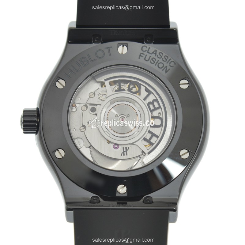 Hublot Classic Fusion Replica - Automatic - Ceramic - Black Dial - Rubber Strap - View 3