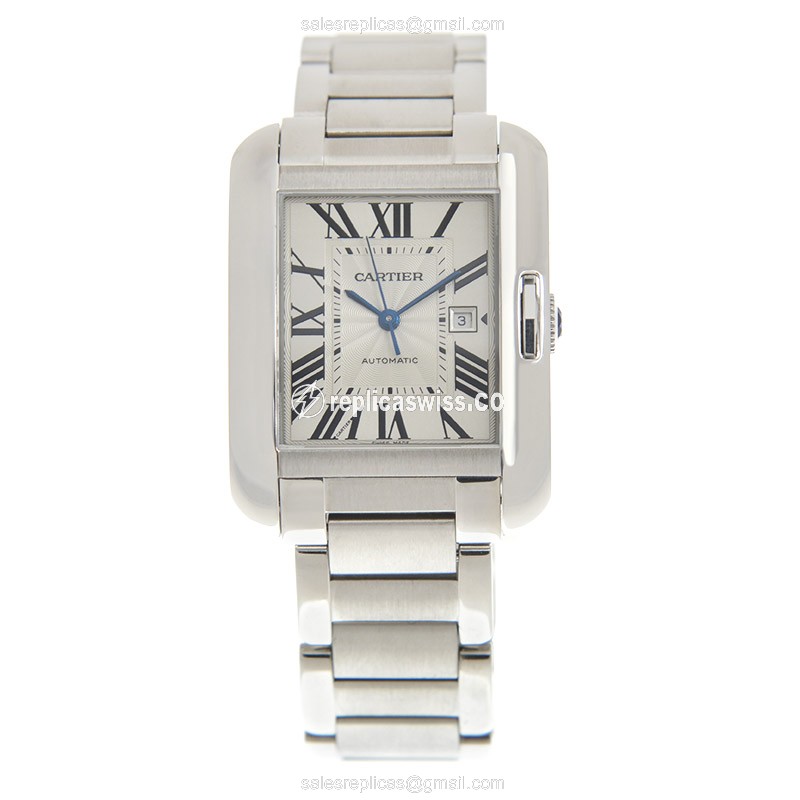 Cartier TANK W5310009 Replica - Automatic - Steel Case - Silver Dial - Silver Strap - View 2