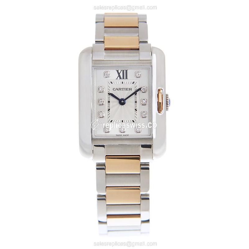 Cartier WT100024 TANK Quartz Silver Dial - Steel Case - Steel Strap - View 2